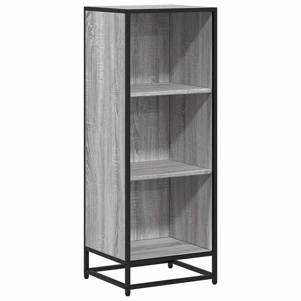 vidaXL Book Cabinet Grey Sonoma Engineered Wood, Metal Medium
