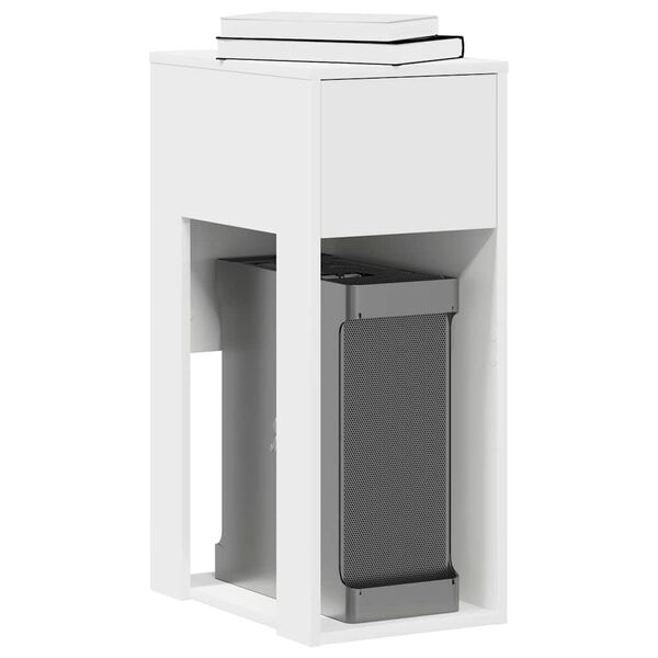 vidaXL Computer Tower Stand White Engineered wood 11.8x17.3x29.1 in