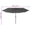 vidaXL Garden Parasol Anthracite Fabric (100% polyester), metal Large