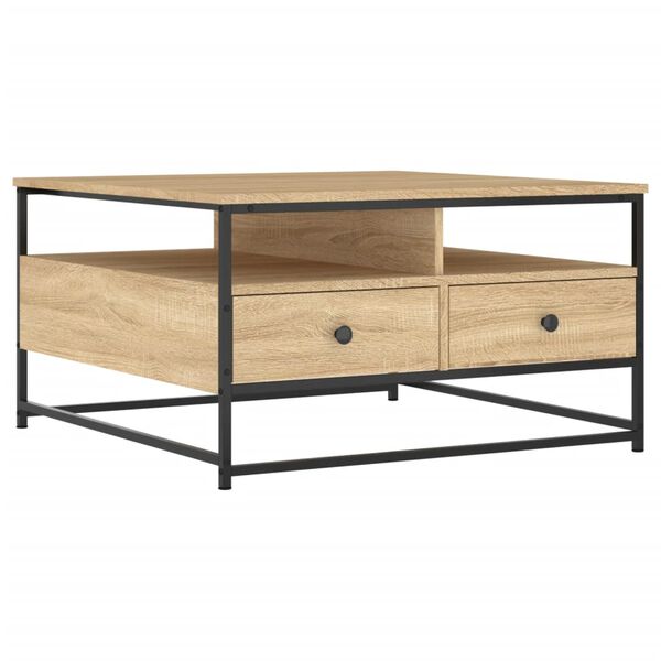 vidaXL Coffee Table Sonoma Oak Engineered Wood, Metal Frame 31.5 in