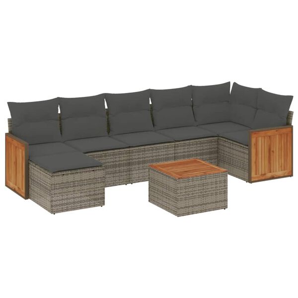 vidaXL Garden Sofa Set Grey PE rattan Large Adjustable Feet