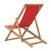 vidaXL Beach Chair Red Teak wood and fabric Standard Collapsible