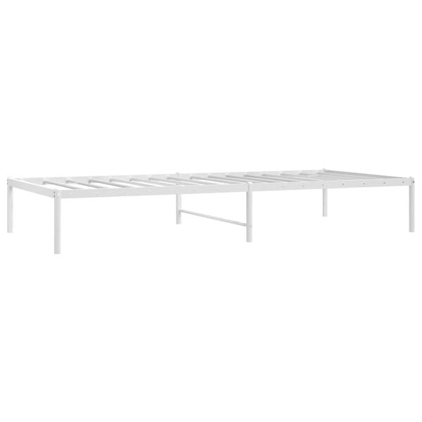 vidaXL Bed Frame White Steel 35 x 78.7 in Bed Frame Rectangular