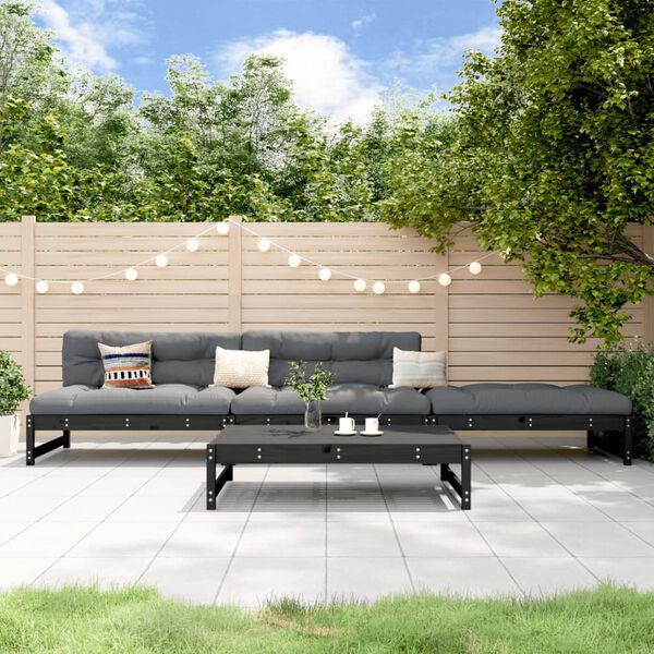 vidaXL Garden Lounge Set Black Solid pine wood Large Modular