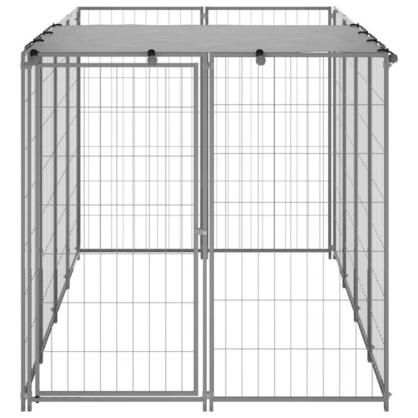 vidaXL Dog Kennel Silver Powder-Coated Steel 26.1 ft&sup2; Durable