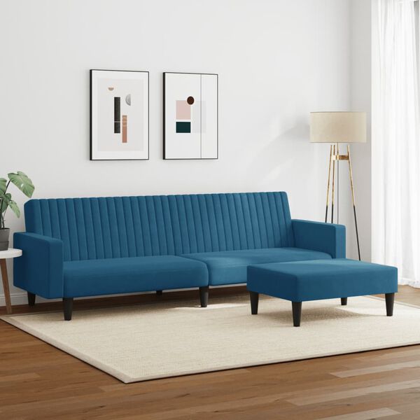 vidaXL Sofa Set Blue Velvet, wood, foam Medium
