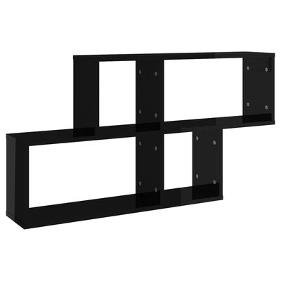 vidaXL Wall Shelf High Gloss Black 39.4"x7.1"x20.9" Engineered Wood