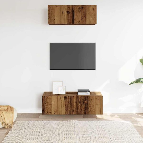 vidaXL TV Cabinet Set Set of 2 Old wood Engineered wood Large