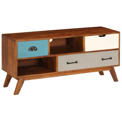 vidaXL TV Stand with 3 Drawers 43.3"x13.8"x19.7" Solid Wood Acacia