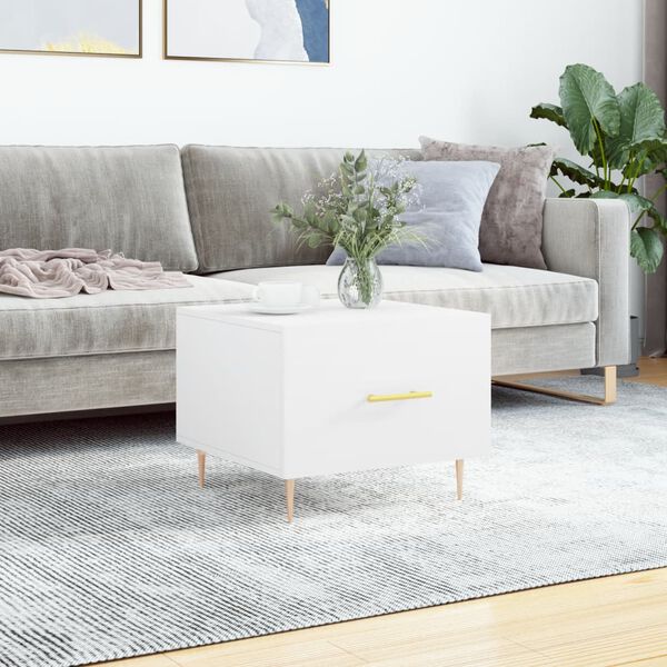 vidaXL Coffee Table White Engineered wood, Iron 19.7x19.7x15.7 in
