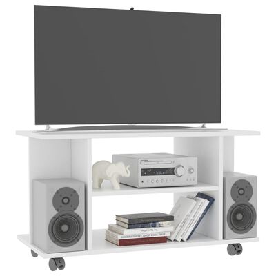 vidaXL TV Stand with Castors White 31.5"x15.7"x17.7" Engineered Wood