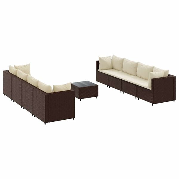 vidaXL Patio Lounge Set Set of 8 Brown, Cream White