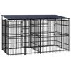 vidaXL Dog Kennel Black Powder-coated steel 79.3 sq ft Durable