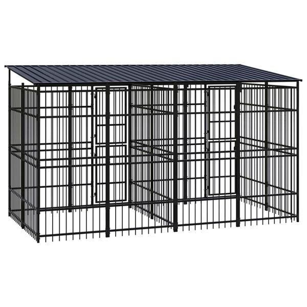 vidaXL Dog Kennel Black Powder-coated steel 79.3 sq ft Durable