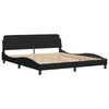 vidaXL Bed Frame Black Polyester, Metal, Solid Pine Wood, Plywood