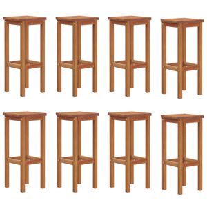 vidaXL Bar Stool Set of 8 Natural wood color Solid Acacia wood Standard