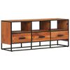 vidaXL TV Cabinet Honey Brown, Black Solid Acacia Wood, Powder-Coated Iron