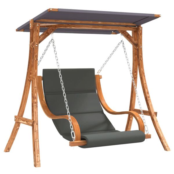 vidaXL Swing Chair Anthracite Solid spruce wood with teak finish, polyester