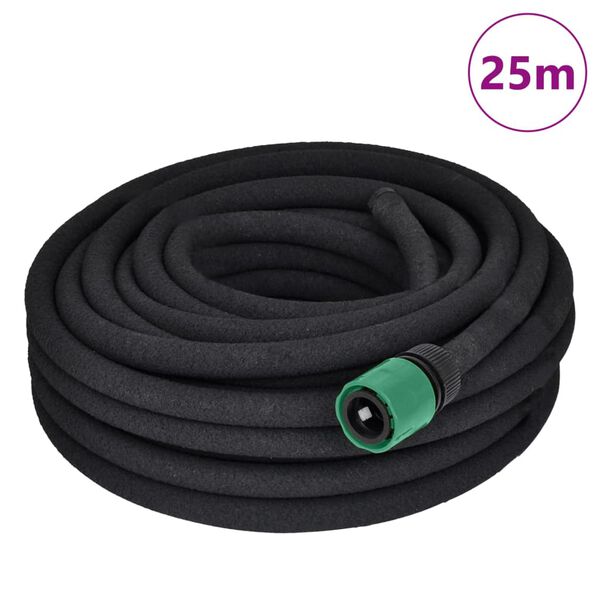 vidaXL Garden Hose Black Rubber 82 ft Expandable Garden Hose