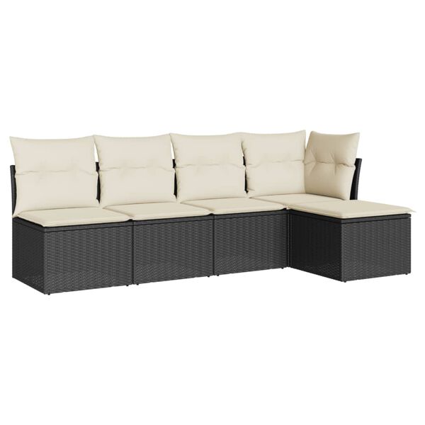 vidaXL Garden Sofa Set Black, Cream
