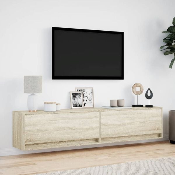 vidaXL TV Wall Cabinet Sonoma Oak Engineered wood Large TV Wall Cabinet