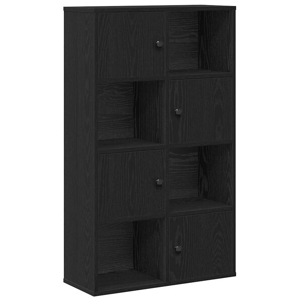 vidaXL Bookcase Black Oak Engineered Wood Medium Bookcase Rectangular