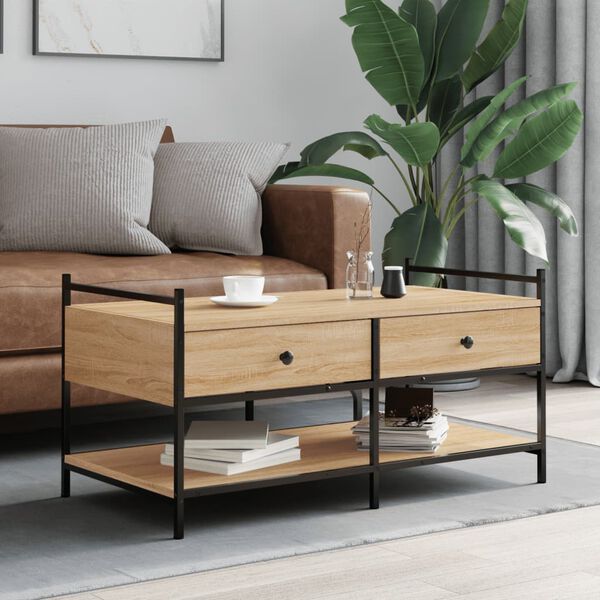 vidaXL Coffee Table Sonoma oak Engineered wood, metal Medium