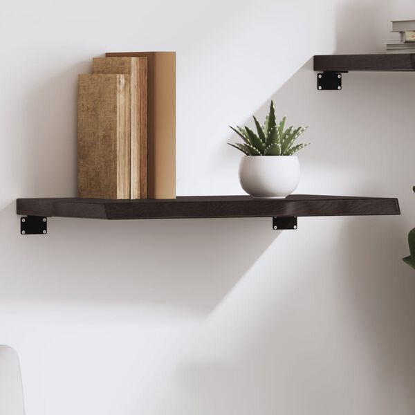 vidaXL Wall Shelf Dark Brown Solid Oak Wood Medium Wall Shelf