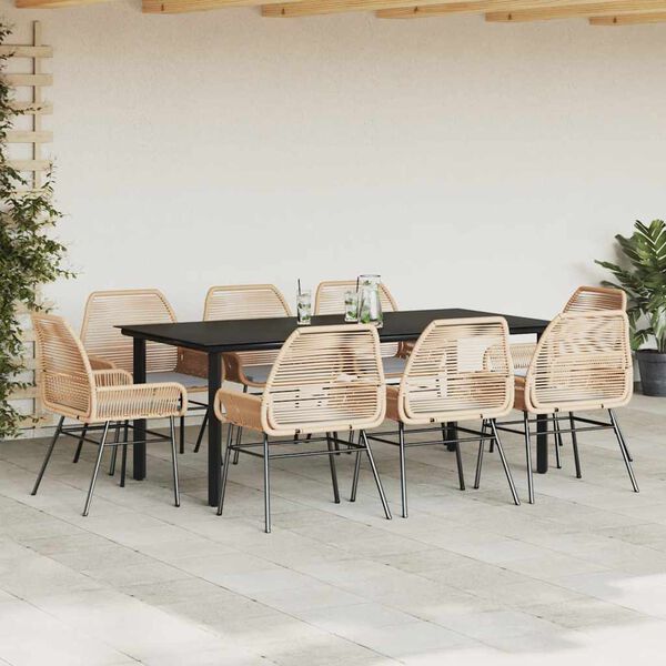 vidaXL Garden Dining Set Brown, Black, Light Grey