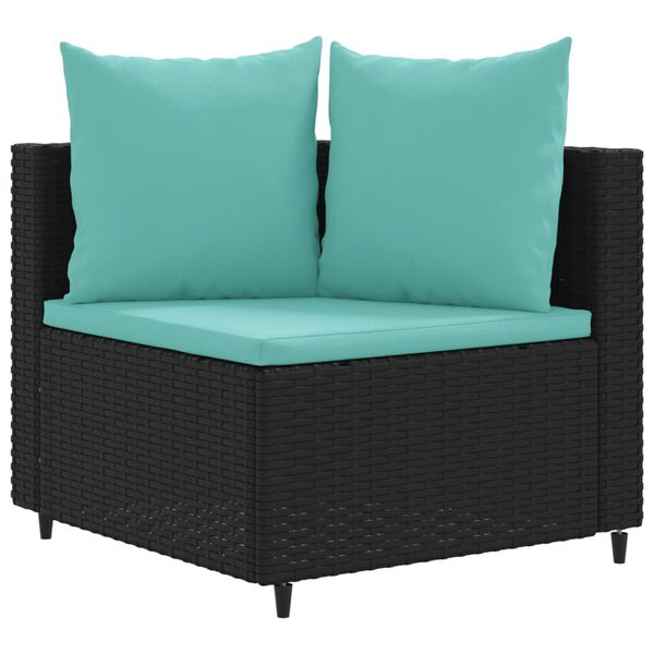 vidaXL Patio Sofa Set Set of 4 Black, Water blue