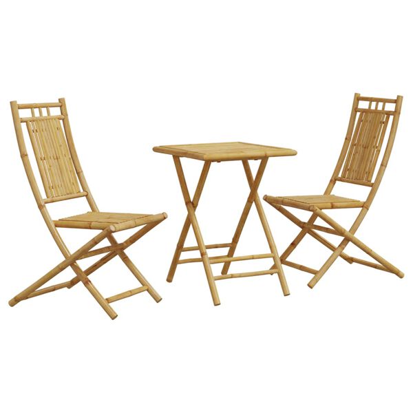 vidaXL Bistro Set Natural Bamboo Bamboo Compact Foldable Bistro Set