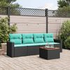 vidaXL 5 Piece Patio Sofa Set with Cushions Black Poly Rattan