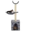 vidaXL Cat Tree Grey with Paw Prints Particle Board, Plush, Sisal Rope