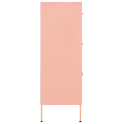 vidaXL Drawer Cabinet Pink 31.5"x13.8"x40" Steel