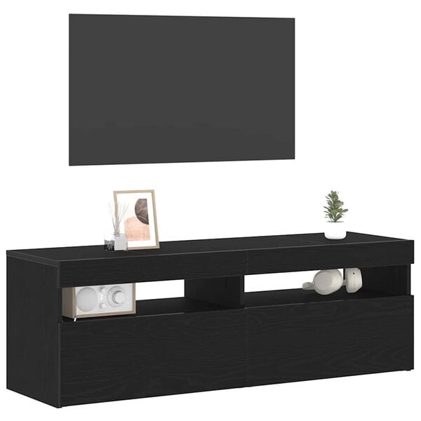 vidaXL TV Cabinet Black Oak 47.24 x 13.78 x 15.75 in Engineered Wood