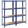 vidaXL 4-Layer Storage Shelves 2 pcs Blue Steel&Engineered Wood
