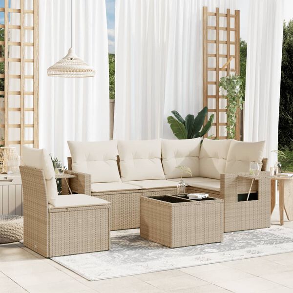 vidaXL Garden Sofa Set Beige, Cream white