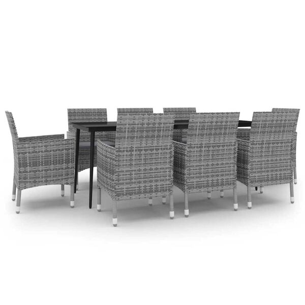 vidaXL Garden Dining Set Grey PE Rattan Durable Garden Dining Set