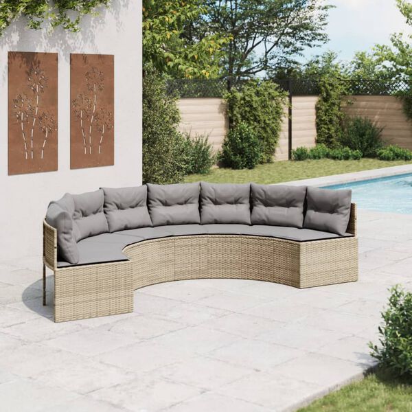 vidaXL Patio Sofa Beige PE Rattan 113 inches long Removable Covers