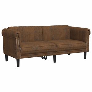 vidaXL Sofa Brown Faux suede leather (100% polyester), plywood, solid wood