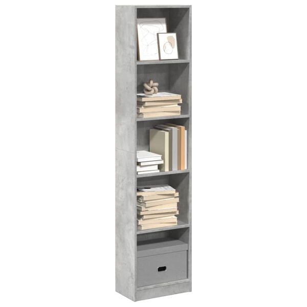vidaXL Bookcase Concrete Grey Engineered Wood Tall Bookcase
