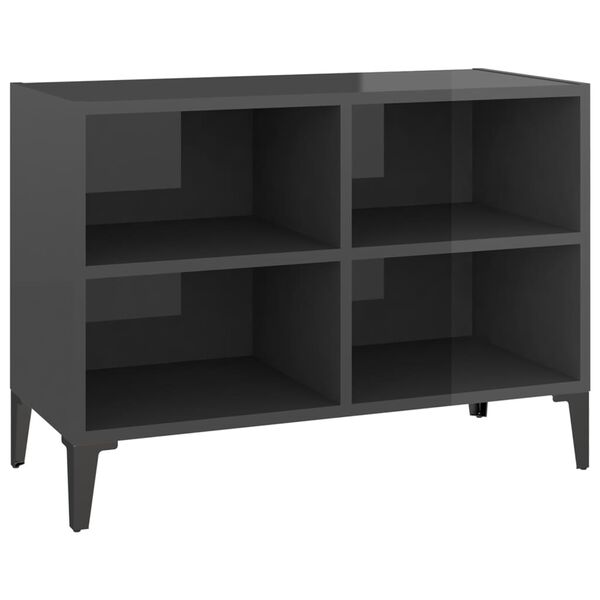 vidaXL TV Cabinet High gloss grey Engineered wood, metal Medium