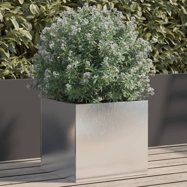 vidaXL Planter Silver Stainless Steel Good for small plants Tough