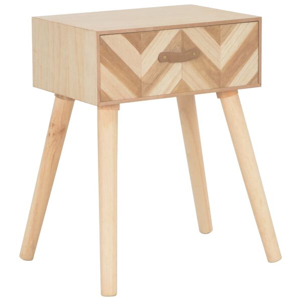 vidaXL Bedside Cabinet Natural Wood Solid Paulownia wood, Solid Pine wood