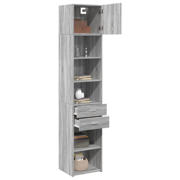 vidaXL Slim Storage Cabinet Grey sonoma Engineered Wood Tall
