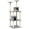 vidaXL Cat Tree Light gray Engineered wood, plush, sisal 55.5 in tall