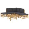 vidaXL Garden Lounge Set Dark Grey Bamboo and Polyester Medium Modular