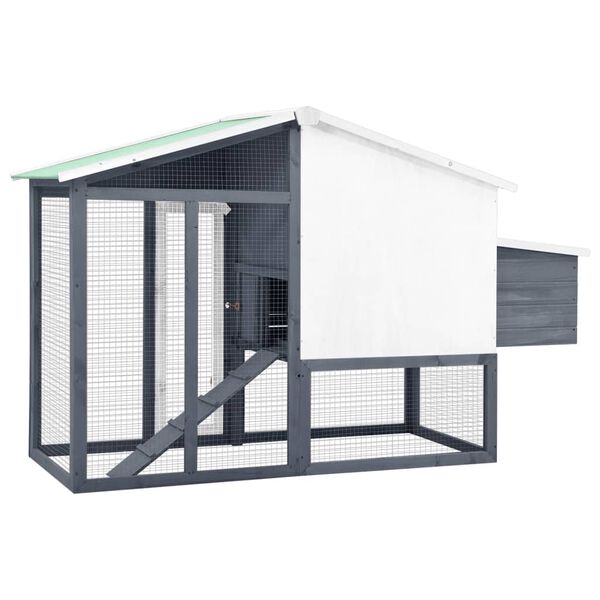 vidaXL Chicken Coop Grey and White Solid fir wood, plywood, galvanized steel