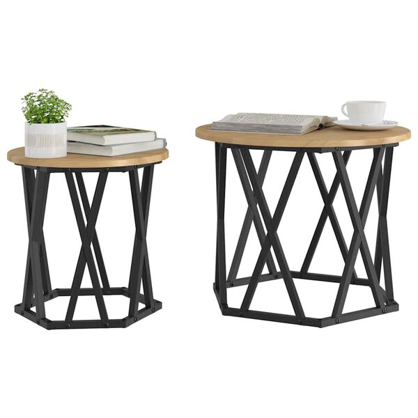 vidaXL Side Table 2 pcs Artisan Oak Engineered wood and steel