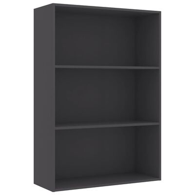 vidaXL 3-Tier Book Cabinet Gray 31.5"x11.8"x44.9" Engineered Wood